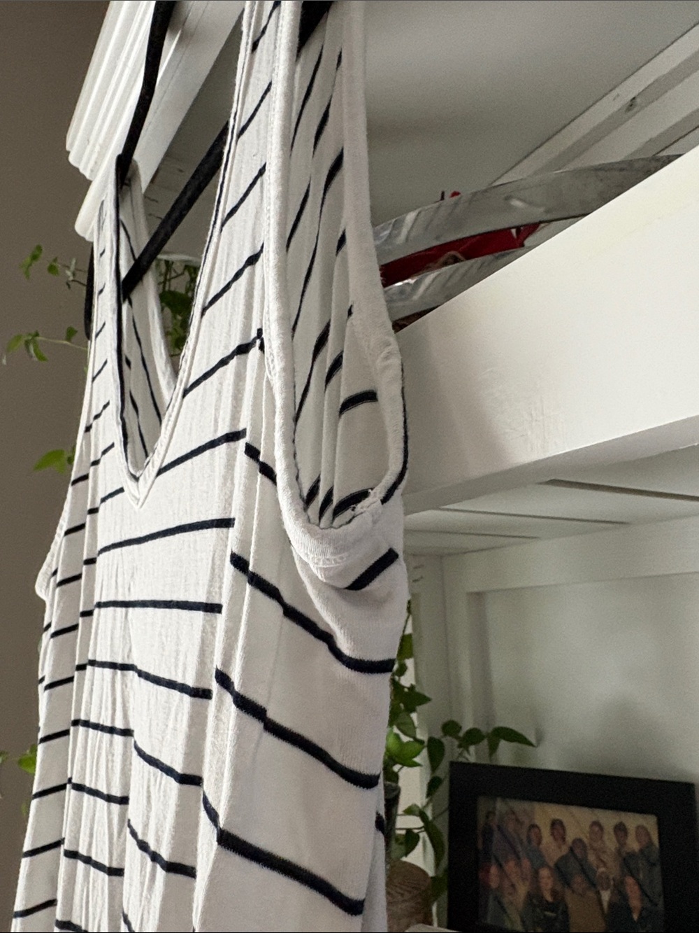 Women’s White & Black Striped V-Neck Tank Top - Picture 4 of 8
